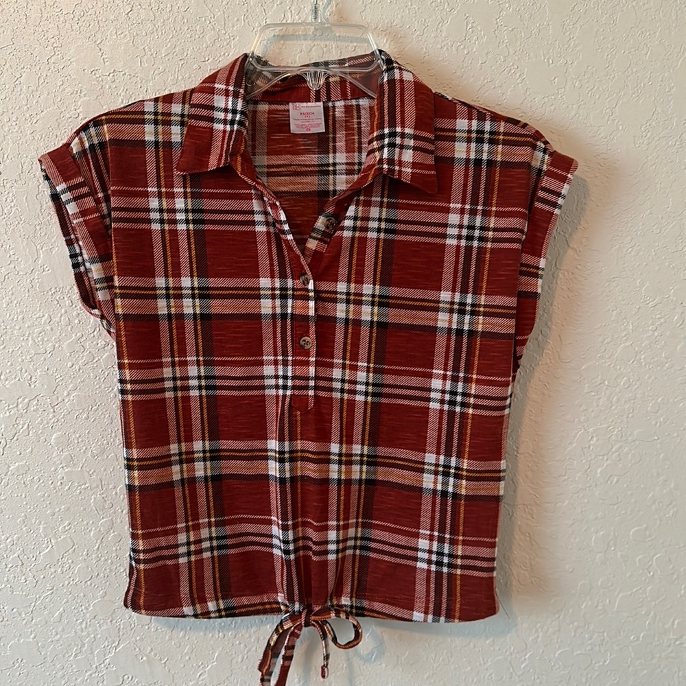EUC No Boundaries plaid tie shirt XS